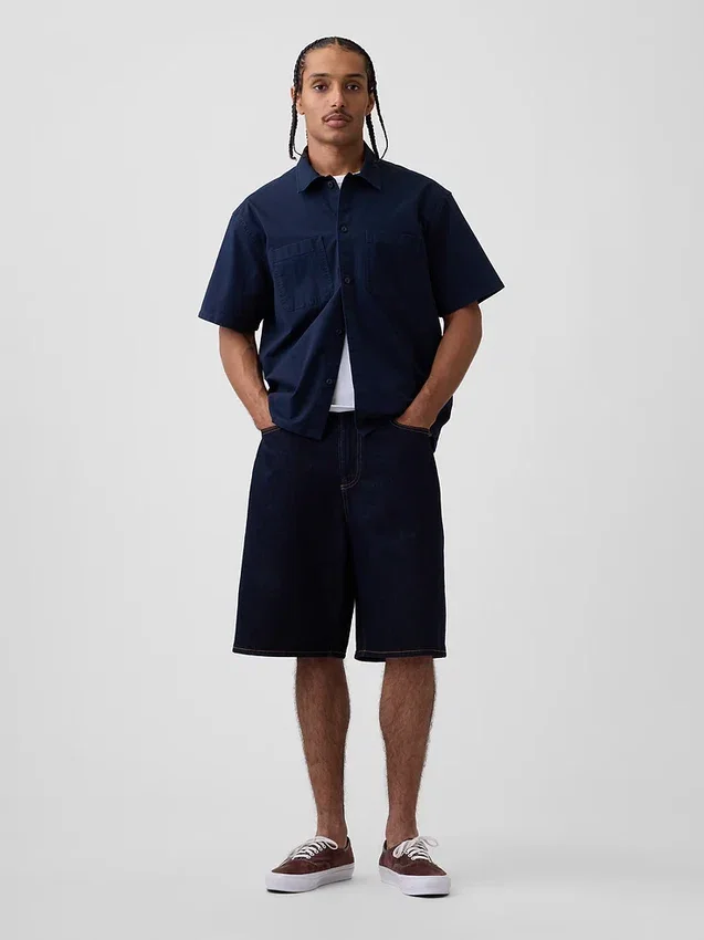 Camisa utilitaria de corte holgado y dobladillo recto