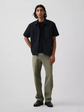 Camisa utilitaria de corte holgado y dobladillo recto