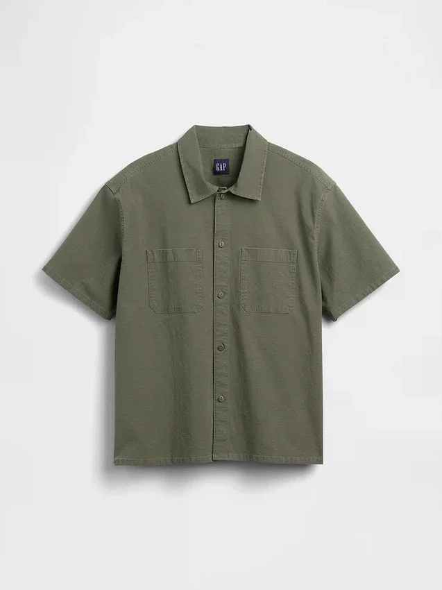 Camisa utilitaria de corte holgado y dobladillo recto
