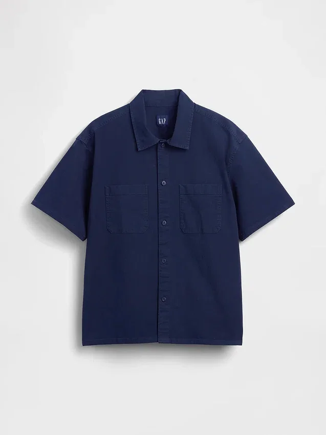 Camisa utilitaria de corte holgado y dobladillo recto