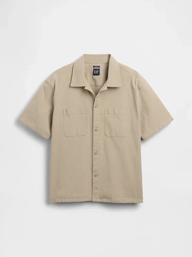 Camisa utilitaria de corte holgado y dobladillo recto