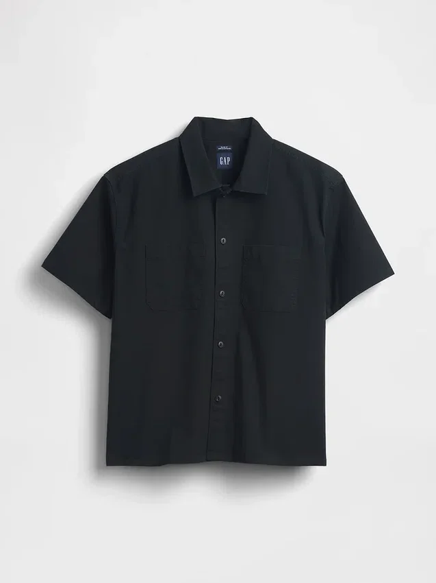 Camisa utilitaria de corte holgado y dobladillo recto