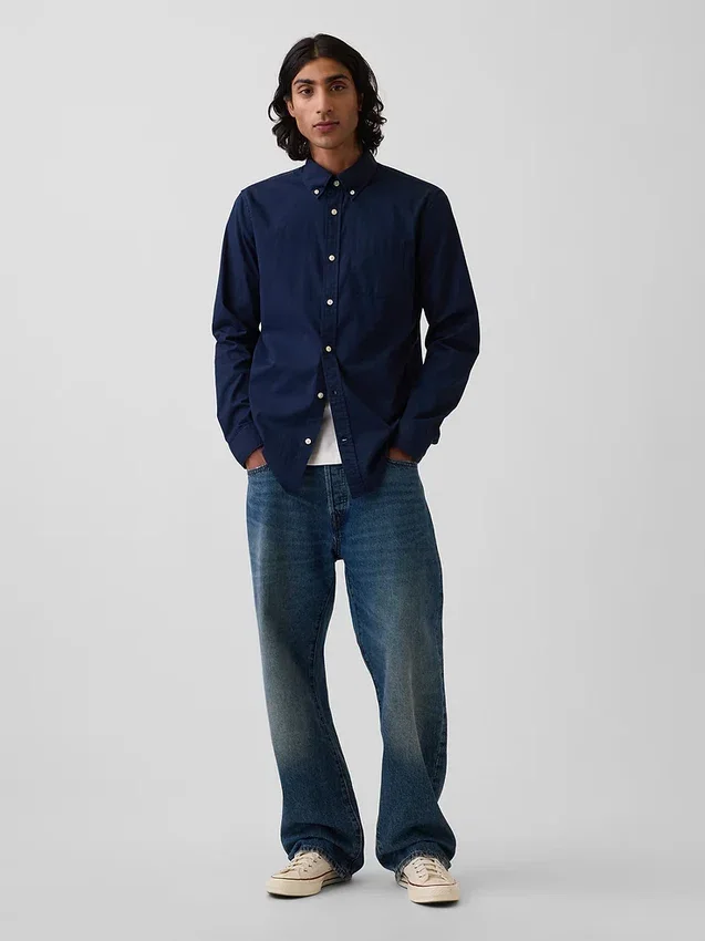 Camisas clásicas de popelín de algodón orgánico
