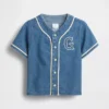 Camisas de béisbol de mezclilla con logotipo universitario para Bebé y Niño
