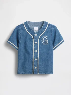 Camisas de béisbol de mezclilla con logotipo universitario para Bebé y Niño