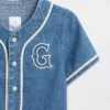 Camisas de béisbol de mezclilla con logotipo universitario para Bebé y Niño