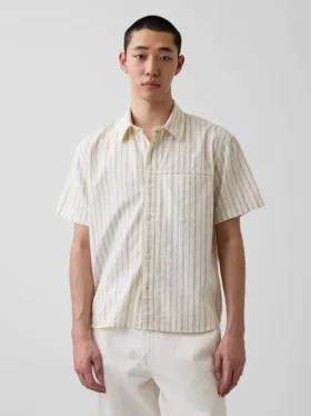 Camisas de corte holgado con dobladillo curvo y rayas de seersucker