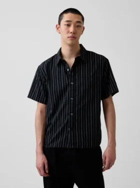 Camisas de corte holgado con dobladillo curvo y rayas de seersucker