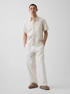Camisas de corte holgado con dobladillo curvo y rayas de seersucker
