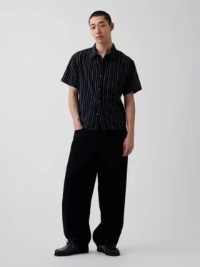Camisas de corte holgado con dobladillo curvo y rayas de seersucker