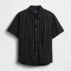Camisas de corte holgado con dobladillo curvo y rayas de seersucker