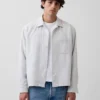 Camisas de corte recto y holgado con rayas Dobby