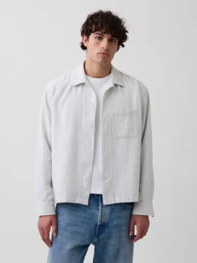 Camisas de corte recto y holgado con rayas Dobby