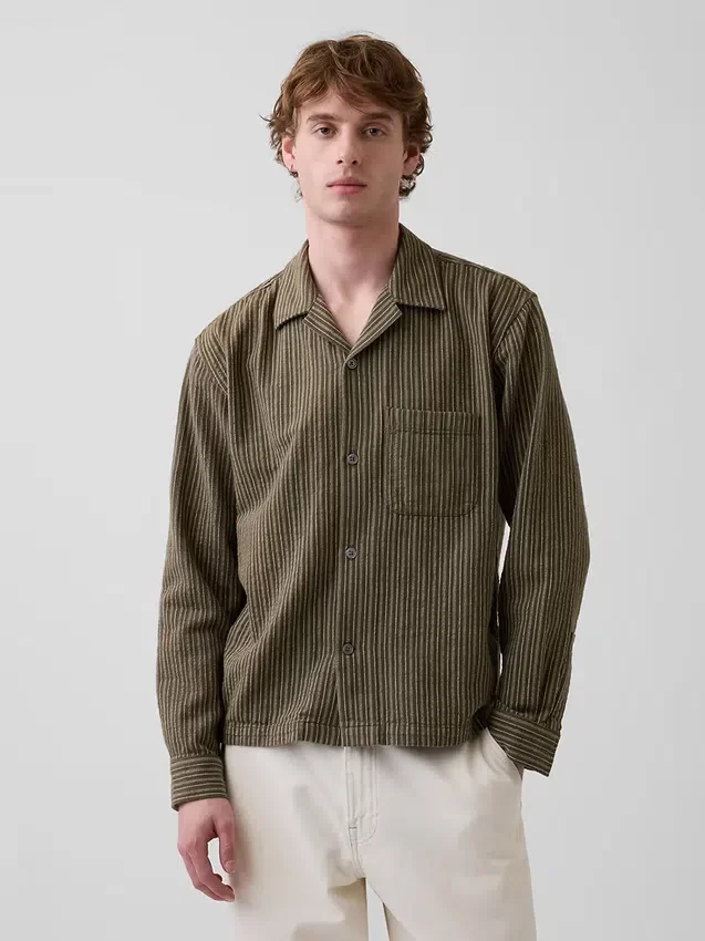 Camisas de corte recto y holgado con rayas Dobby