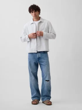 Camisas de corte recto y holgado con rayas Dobby