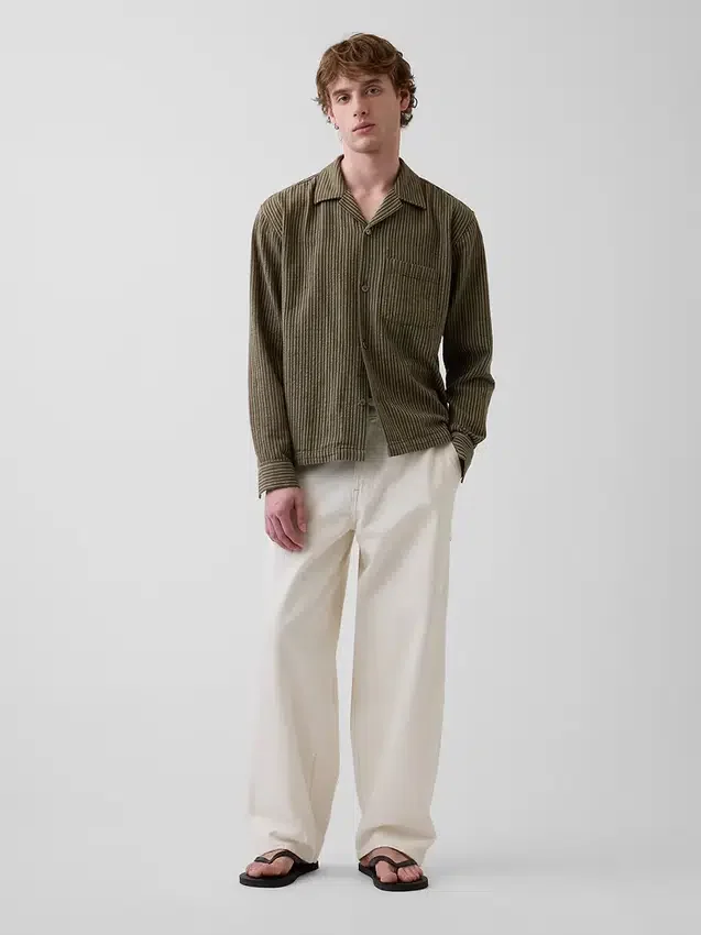 Camisas de corte recto y holgado con rayas Dobby