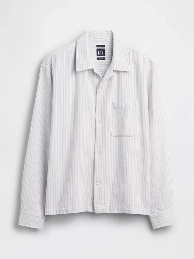 Camisas de corte recto y holgado con rayas Dobby