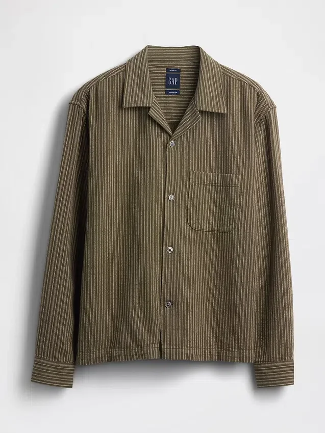 Camisas de corte recto y holgado con rayas Dobby