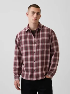 Camisas de cuadros holgadas de sarga lavada al sol