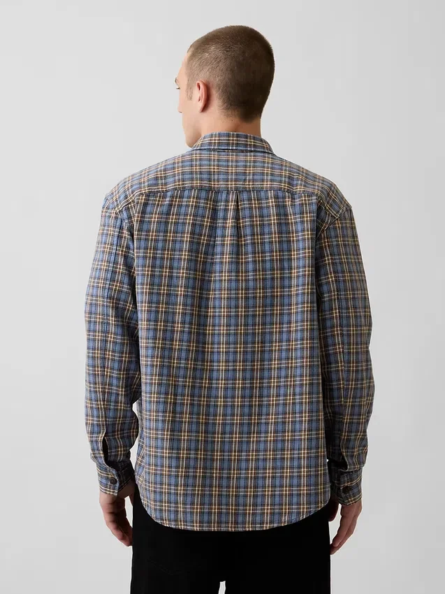 Camisas de cuadros holgadas de sarga lavada al sol