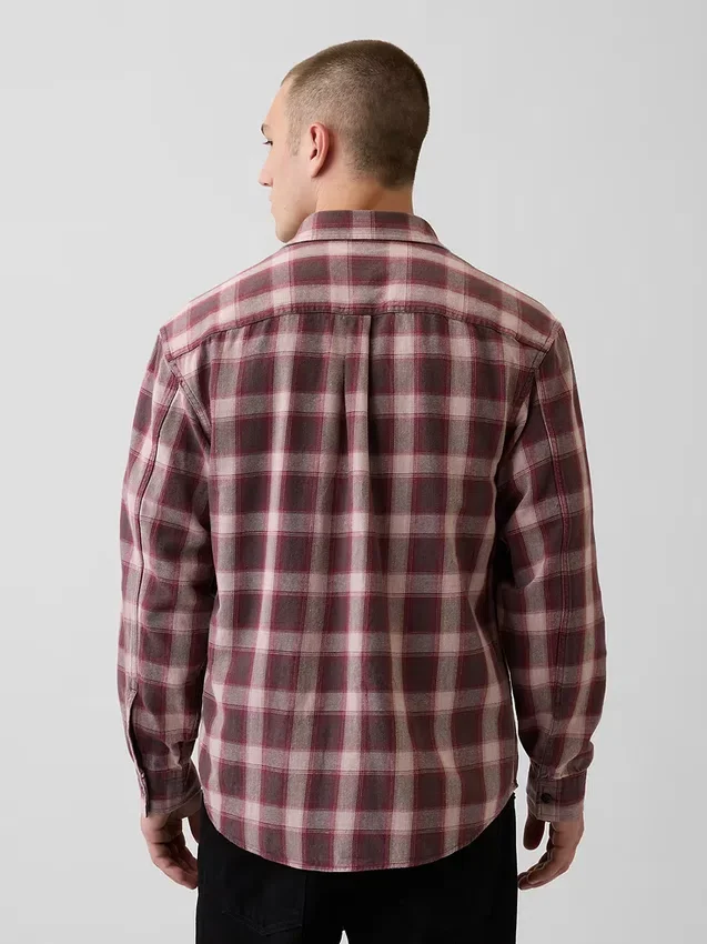 Camisas de cuadros holgadas de sarga lavada al sol