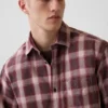Camisas de cuadros holgadas de sarga lavada al sol