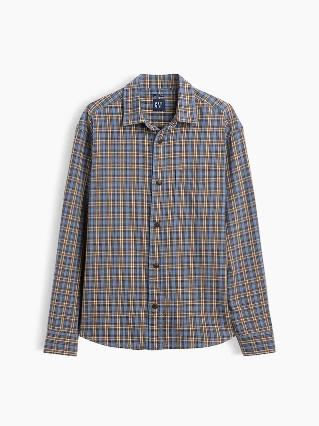Camisas de cuadros holgadas de sarga lavada al sol