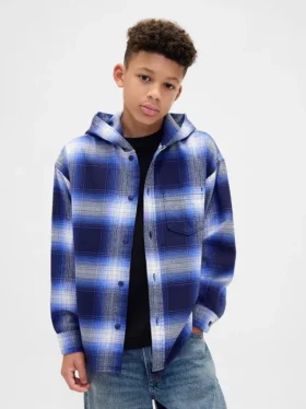 Camisas de franela con capucha de algodón orgánico para niños