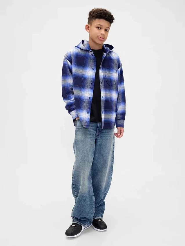 Camisas de franela con capucha de algodón orgánico para niños