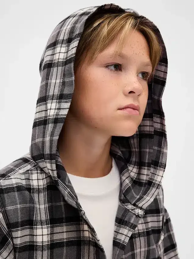 Camisas de franela con capucha de algodón orgánico para niños