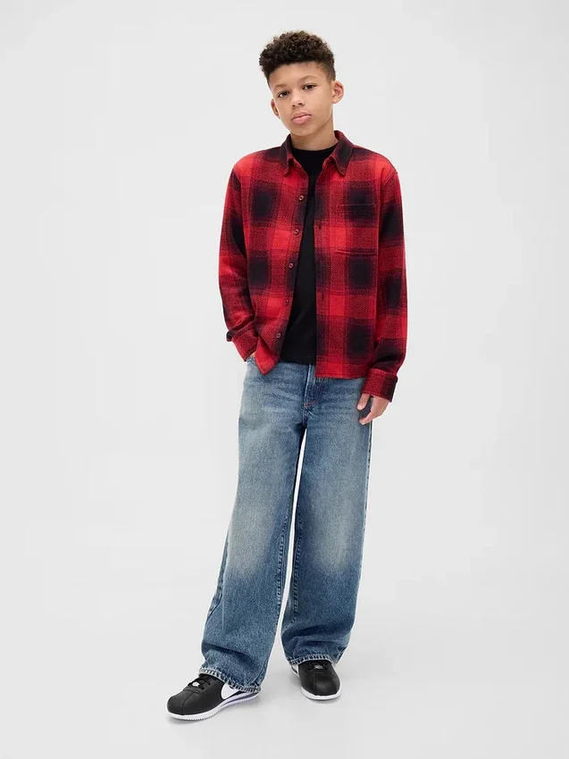 Camisas de jersey de punto a cuadros para niños