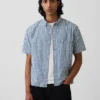 Camisas de mezclilla a cuadros con corte holgado y dobladillo recto