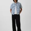 Camisas de mezclilla a cuadros con corte holgado y dobladillo recto