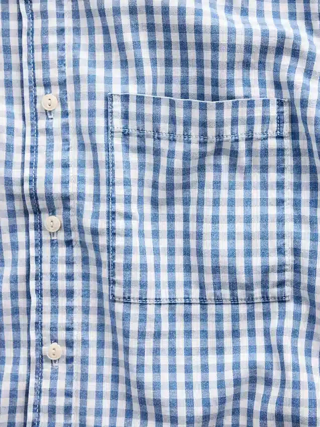 Camisas de mezclilla a cuadros con corte holgado y dobladillo recto