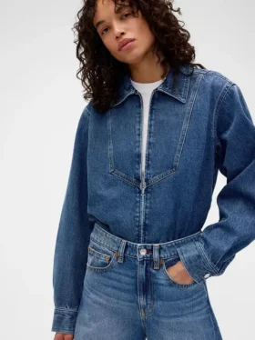 Camisas de mezclilla con cremallera GAP × Victoria Beckham