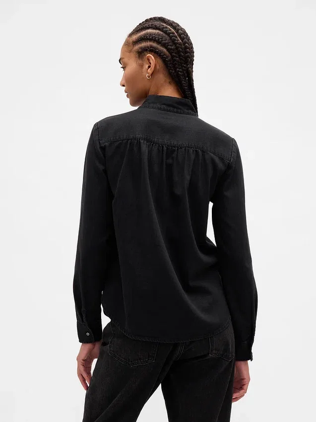 Camisas de mezclilla con lazo en el cuello