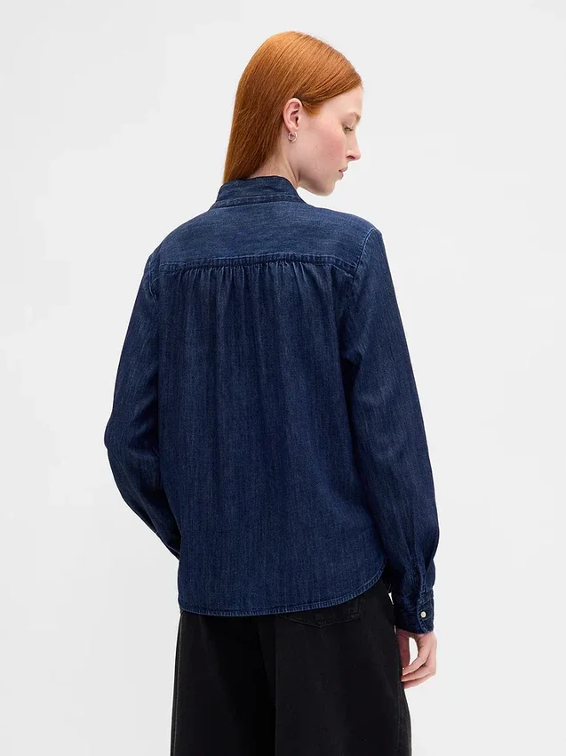 Camisas de mezclilla con lazo en el cuello