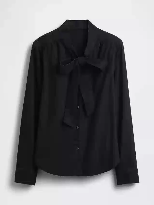 Camisas de mezclilla con lazo en el cuello