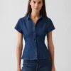 Camisas de mezclilla con mangas casquillo