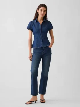 Camisas de mezclilla con mangas casquillo