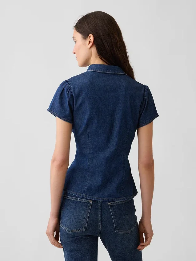 Camisas de mezclilla con mangas casquillo