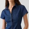 Camisas de mezclilla con mangas casquillo