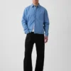 Camisas de mezclilla de corte holgado y dobladillo recto