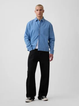 Camisas de mezclilla de corte holgado y dobladillo recto