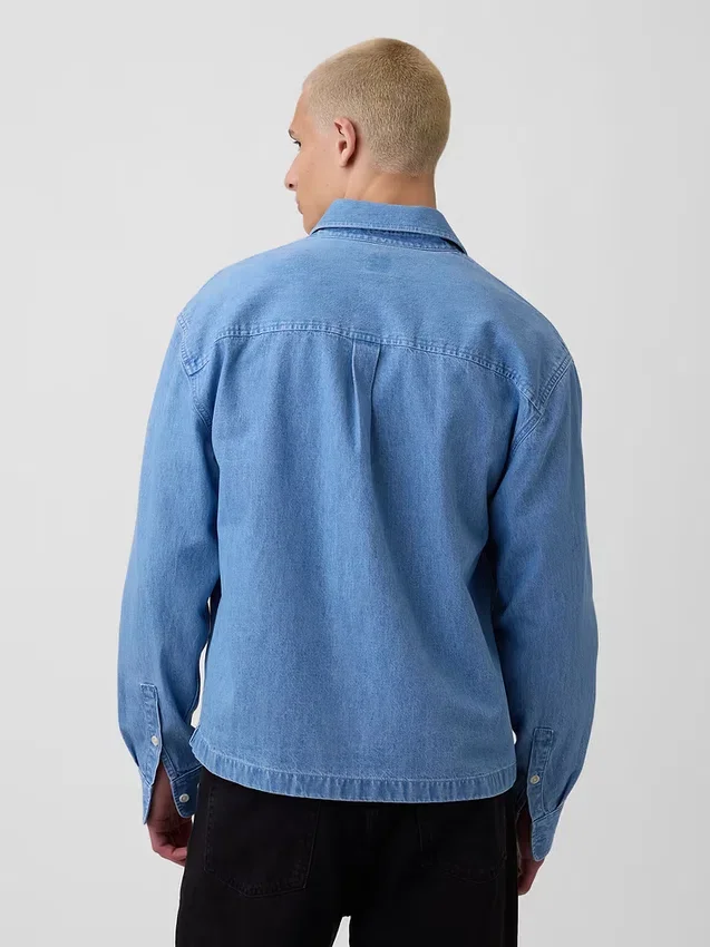 Camisas de mezclilla de corte holgado y dobladillo recto