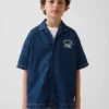 Camisas de mezclilla para niños con estilo relajado y logotipo de New York