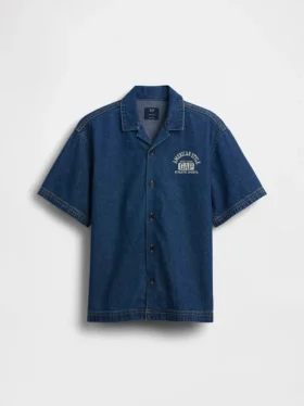 Camisas de mezclilla para niños con estilo relajado y logotipo de New York