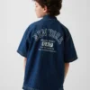 Camisas de mezclilla para niños con estilo relajado y logotipo de New York