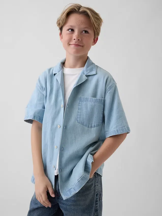 Camisas de mezclilla para niños de corte holgado