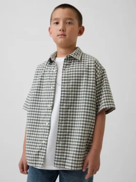 Camisas de oxford a cuadros de corte holgado para niños